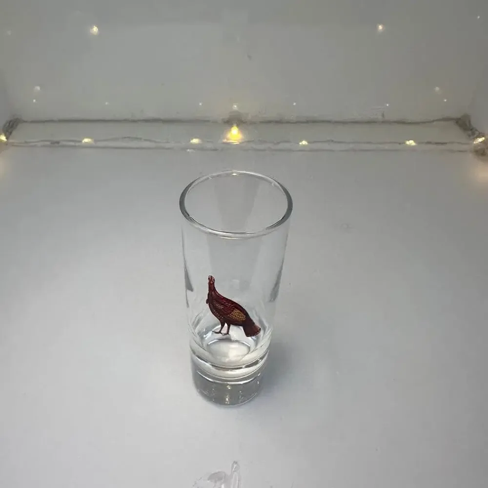 Vintage Wild Turkey Bourbon Whiskey tall 4-inch shot glass set of two